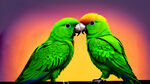 绿色爱情鸟，具有活力的异国绿色，动物，鹦鹉，高清，轮廓清晰完整，高清