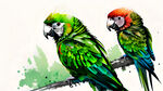 绿色爱情鸟，具有活力的异国绿色，动物，鹦鹉，高清，轮廓清晰完整，高清