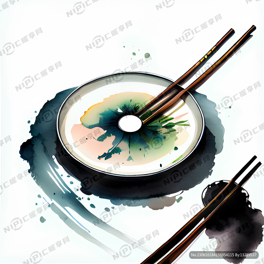 筷子 光盘行动 插画 白色背景