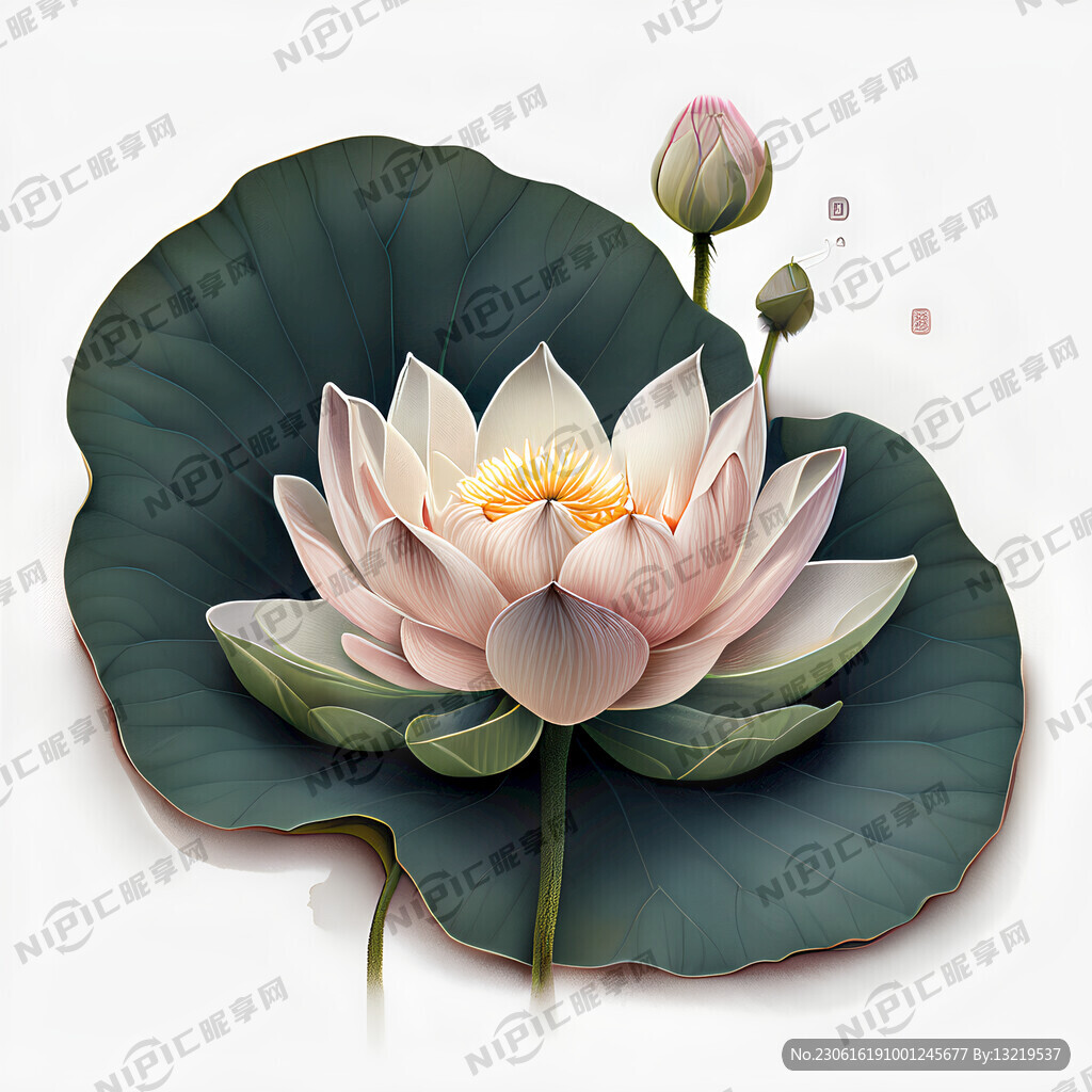 荷花 荷叶 丰富的细节 插画