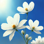 白色的花，蓝色的天空