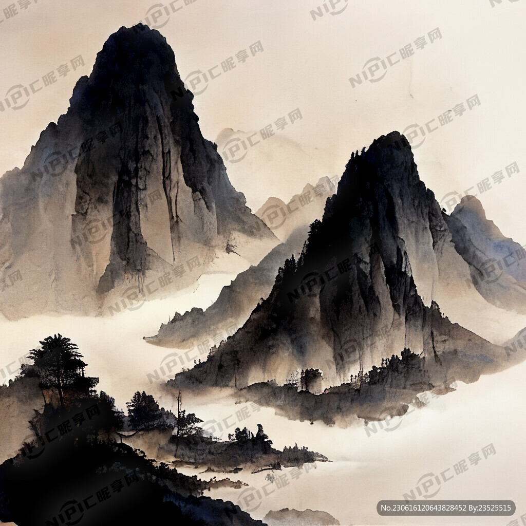 山谷 中国风 中国画 山水