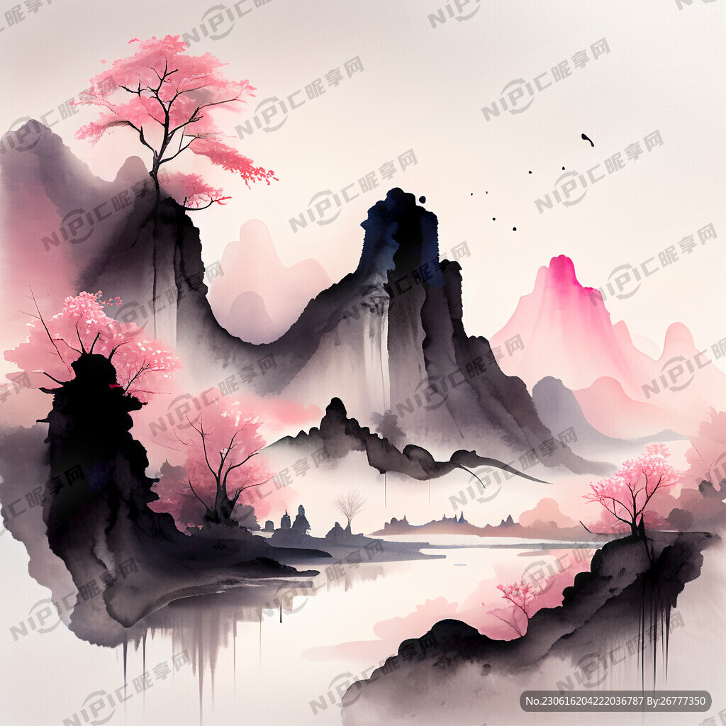 粉色国风背景高清