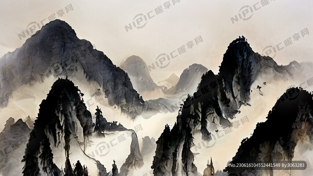 漂亮的水墨风景画