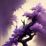 紫色花树，仙侠，通透，仙气，造型