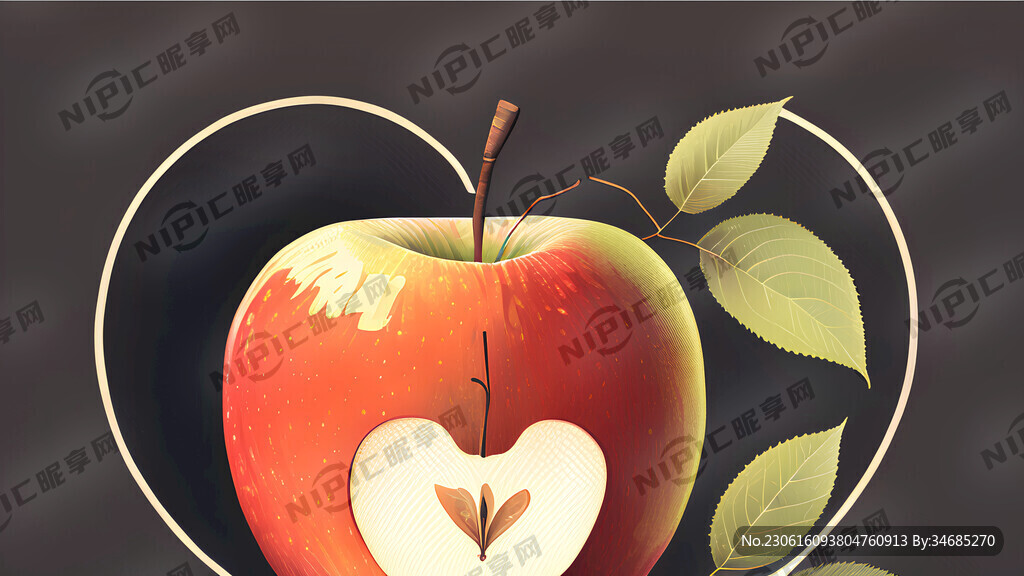 苹果 插画 满版苹果 温馨