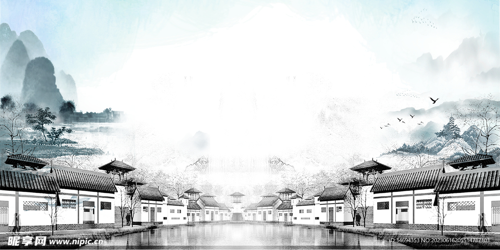 中国风建筑背景