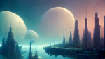 神秘科幻海底城市，二次元游戏场景