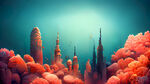神秘梦幻海底城市，珊瑚鱼群