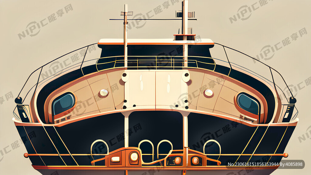 矢量船头正面俯视