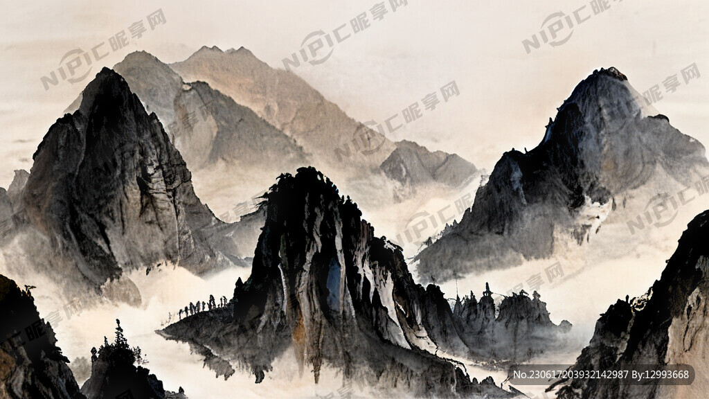 山谷 中国风 中国画 山水