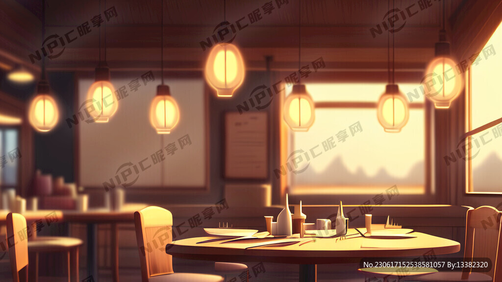 餐馆背景 灯光 餐桌前景