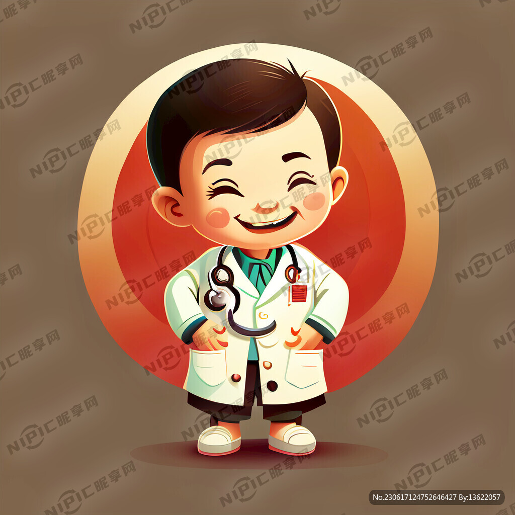 小福娃医生开心矢量