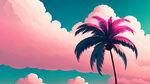 棕榈树天空粉红背景云彩