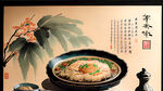 画一张复古中国传统美食餐饮墙绘设计图