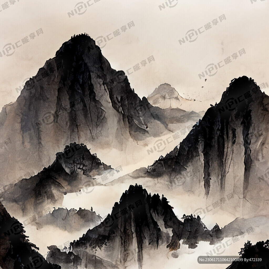 山谷 中国风 中国画 山水