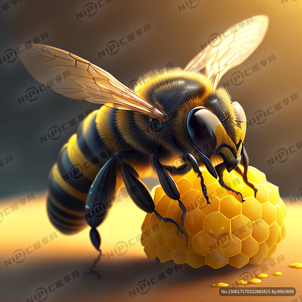 一只蜜蜂正在采蜜。