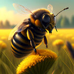 一只蜜蜂正在田野上采蜜。