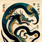 中国龙，国潮，插画，海报，龙马，天马设计，文化艺术,绘画书法,大版面