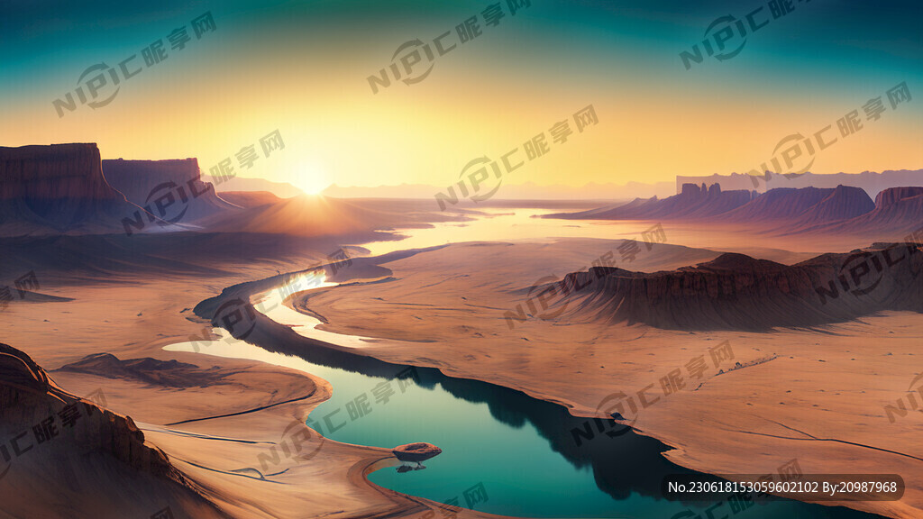 超大广角 俯视视角 大漠孤烟直