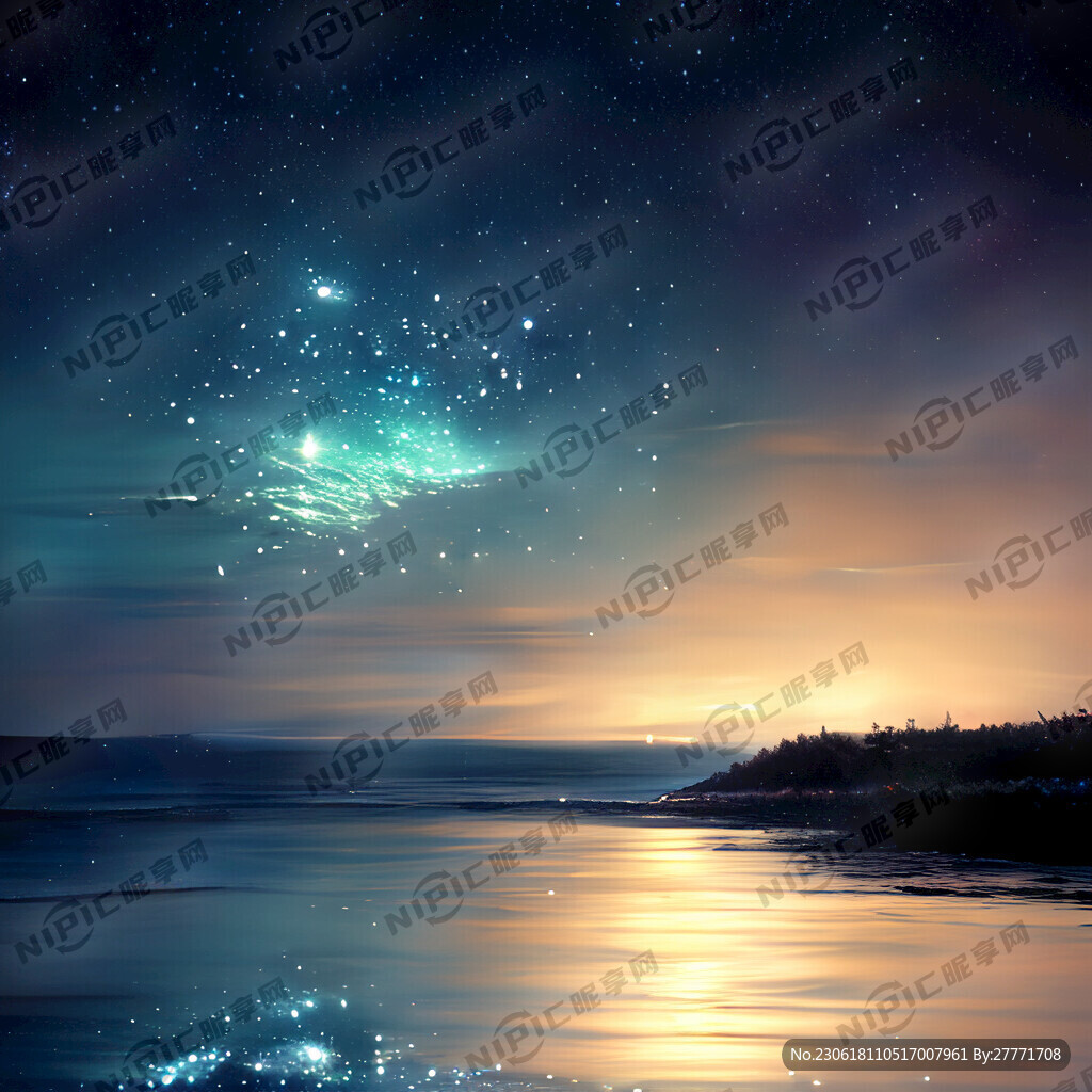 夜晚 海水 星空