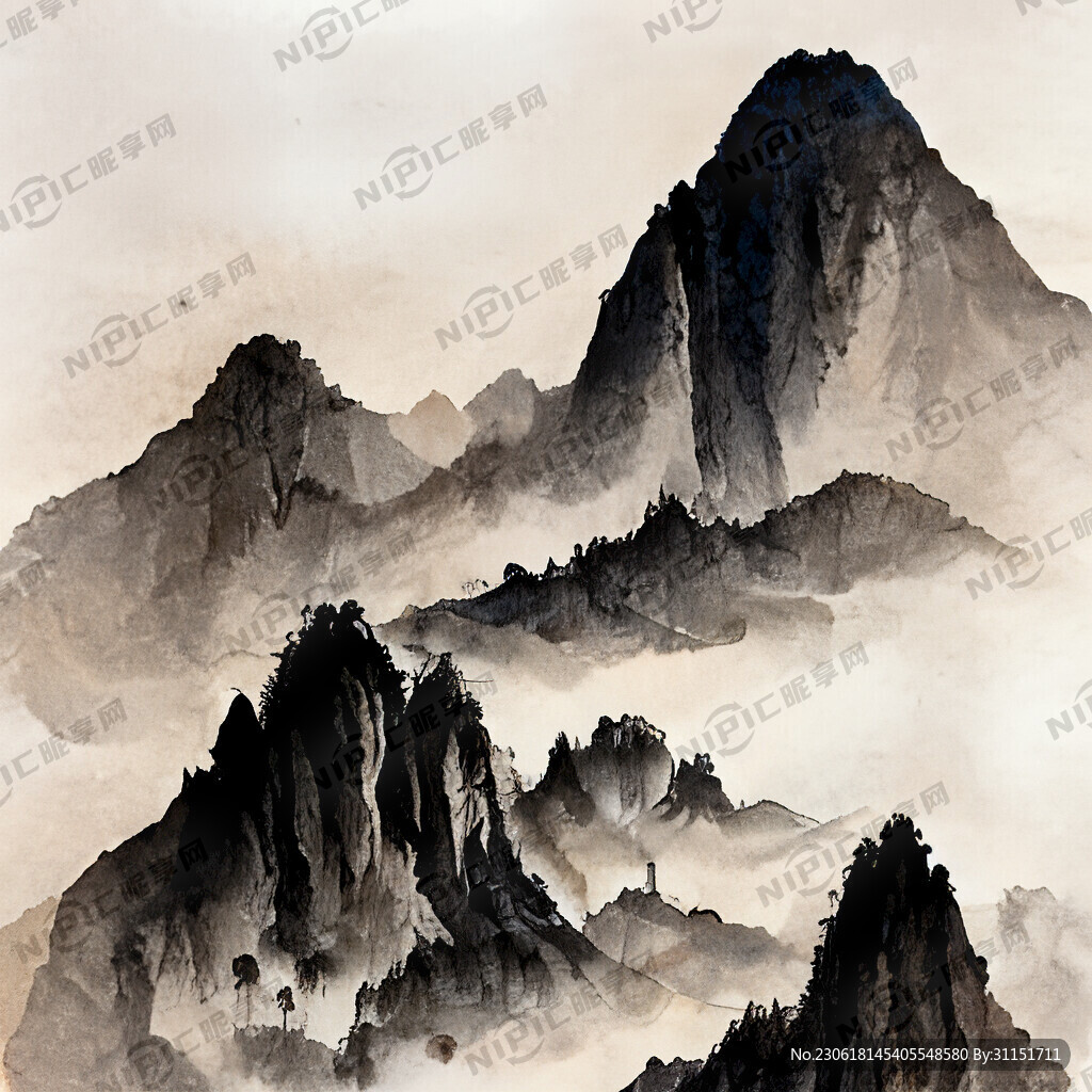 山谷 中国风 中国画 山水