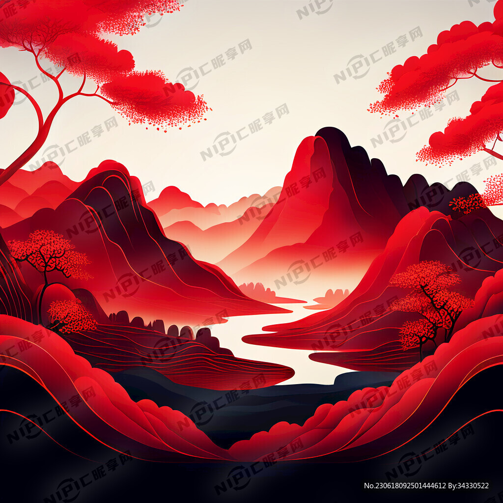 红色海报背景高清画面开阔构图层