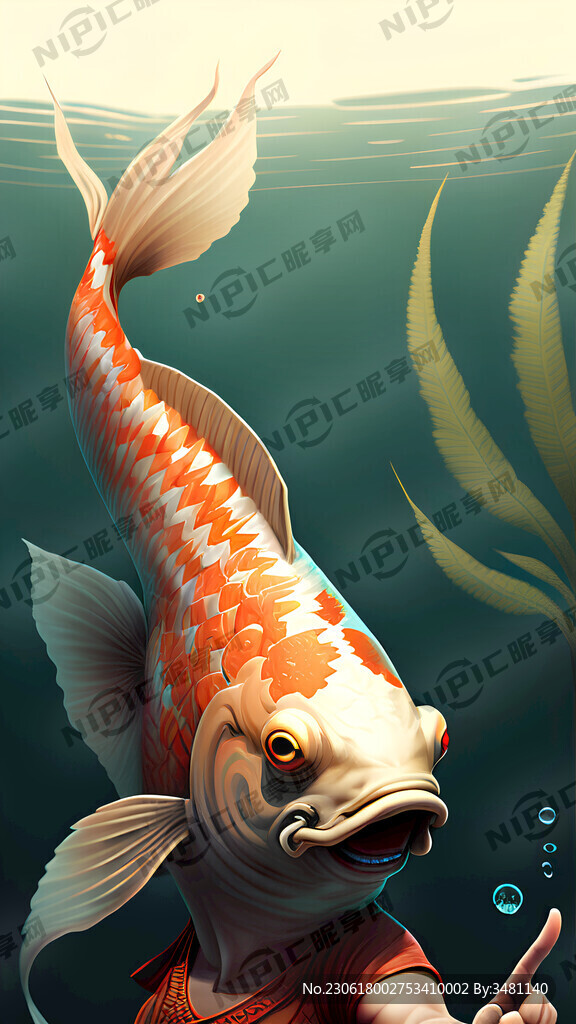 会功夫的锦鲤人鱼 微笑