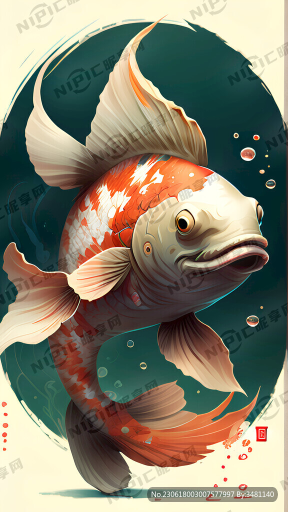 会功夫的锦鲤人鱼 微笑