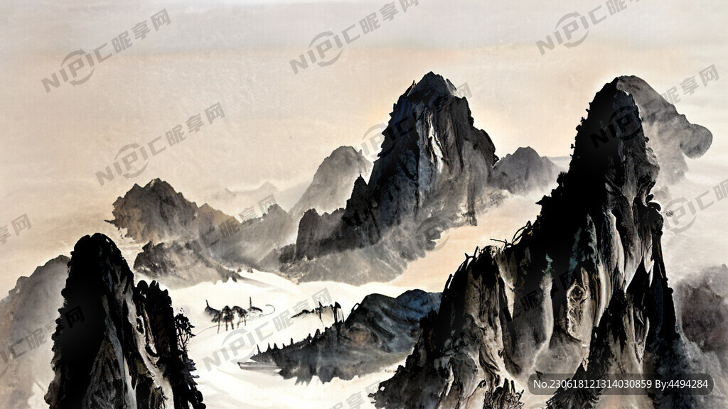 龙 结合山水 风景画