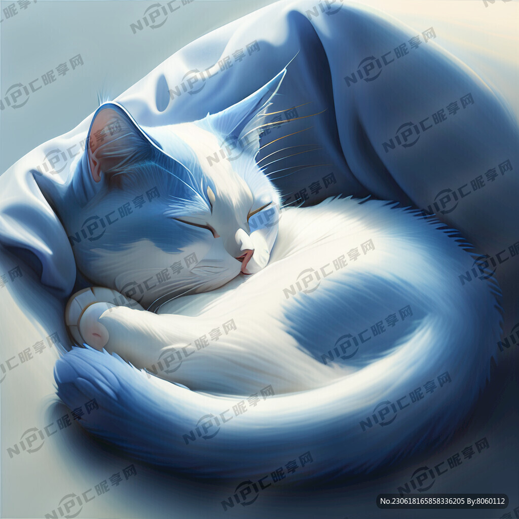 蓝白猫咪在睡觉