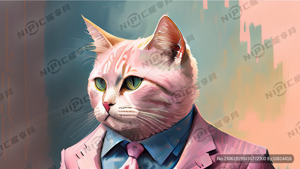 穿粉色西装的猫