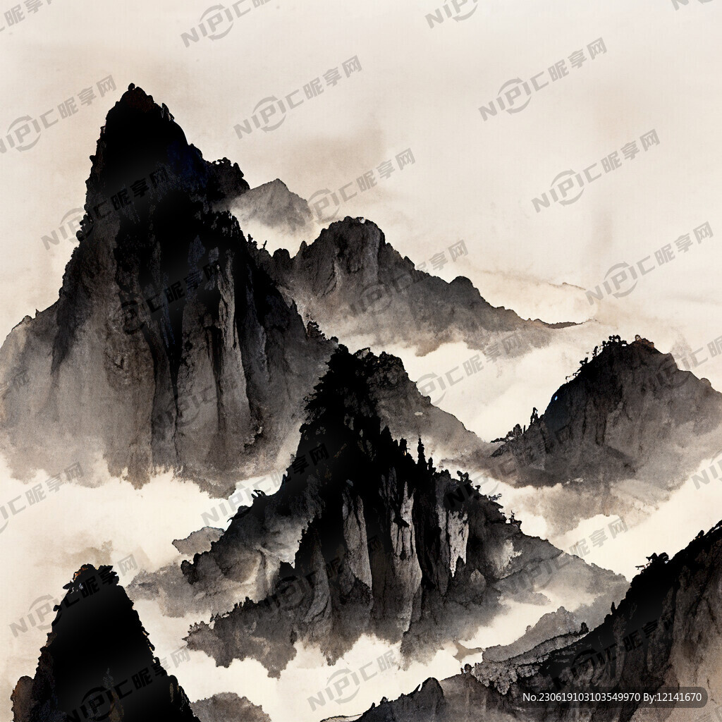 山谷 中国风 中国画 山水