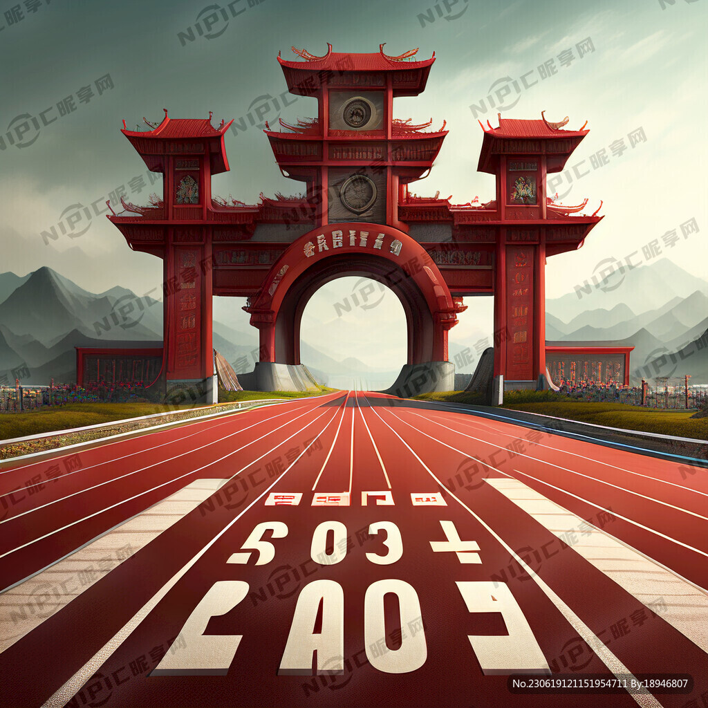 五条跑道表达出五一两个字