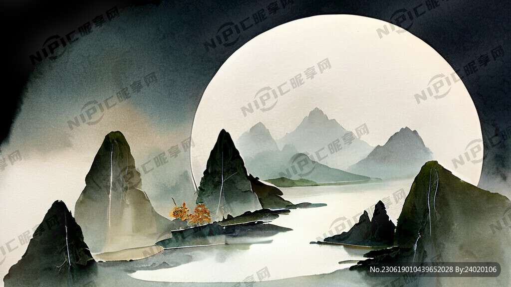 端午节 粽叶 中国画 净月潭
