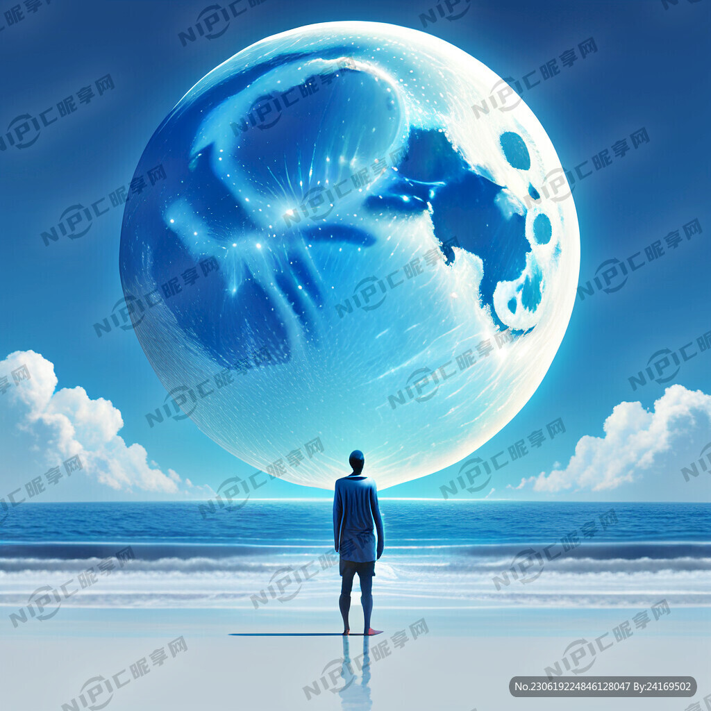 蓝天大海月亮人