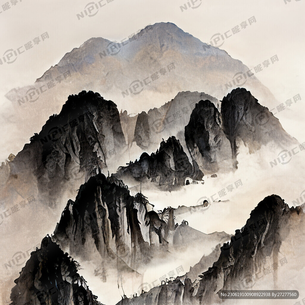 山谷 中国风 中国画 山水