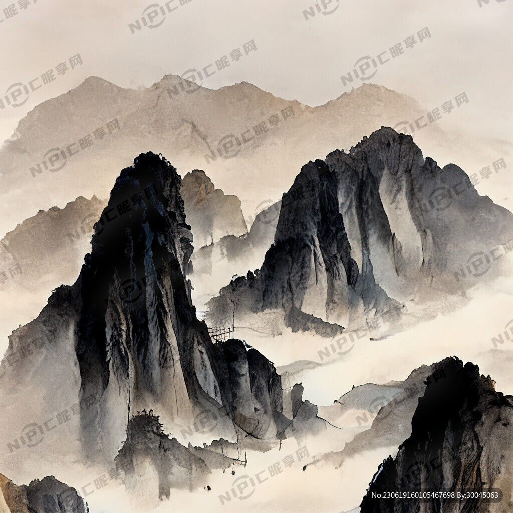 山谷 中国风 中国画 山水
