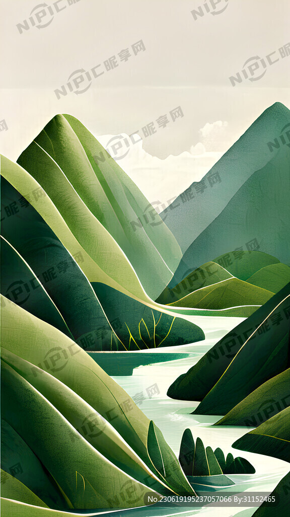 端午节 清新 海报 绿色 山