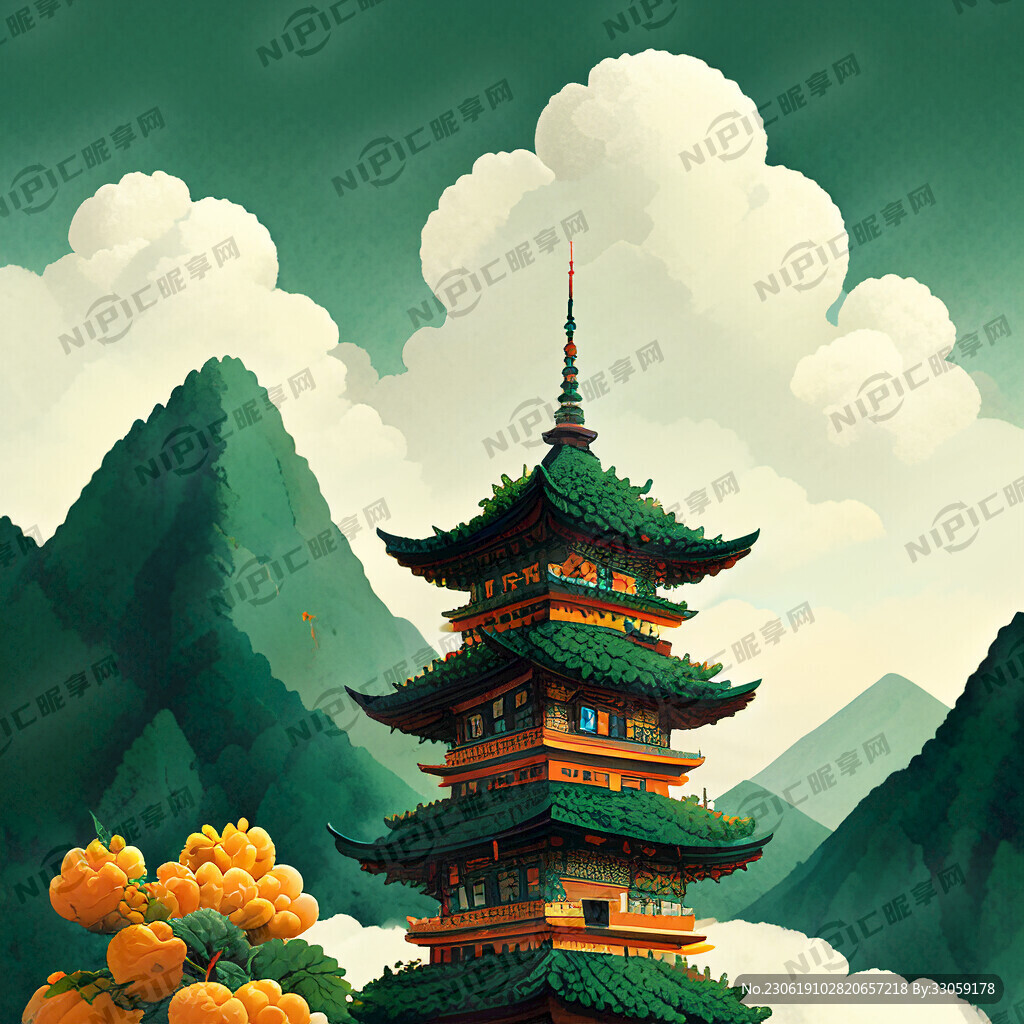 新会陈皮 牌坊 宝塔 祥云