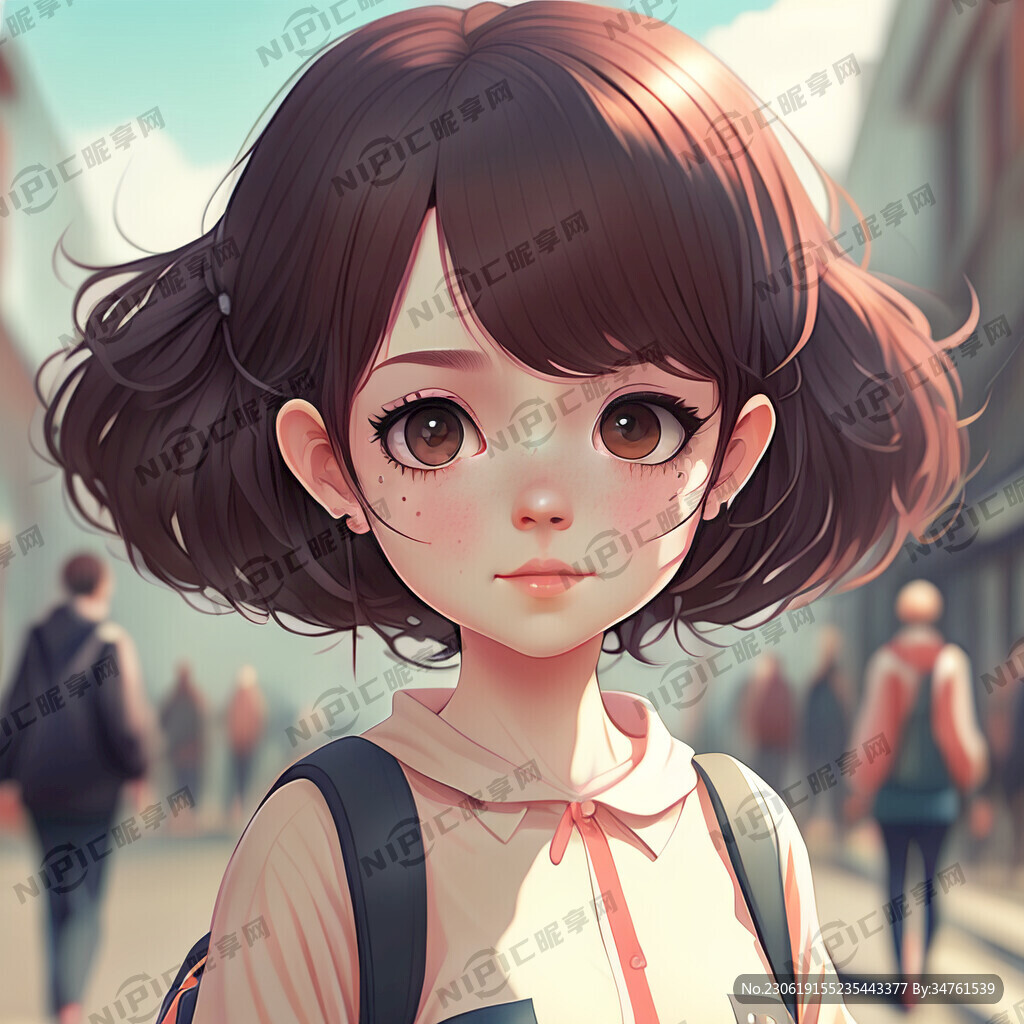 动画人物大头可爱型女孩全身照
