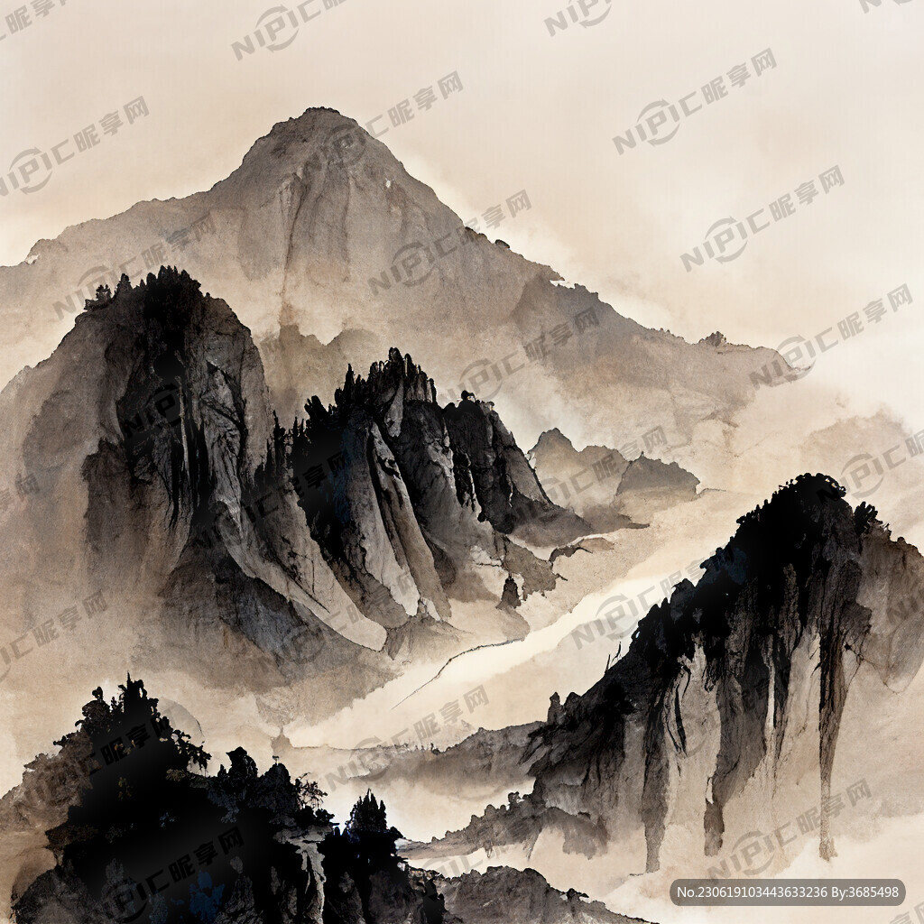 山谷 中国风 中国画 山水