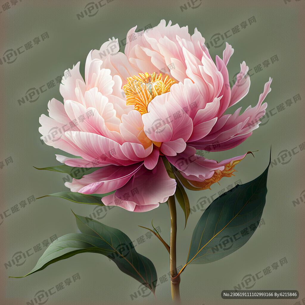 芍药 单独一株 有花有根茎