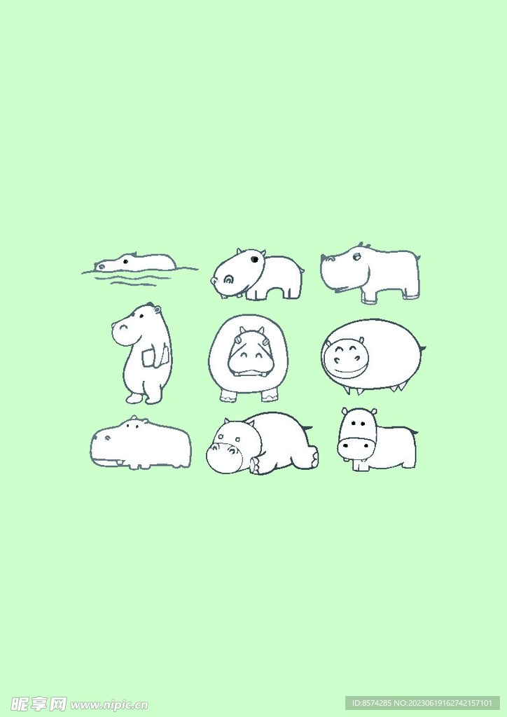 简笔画河马