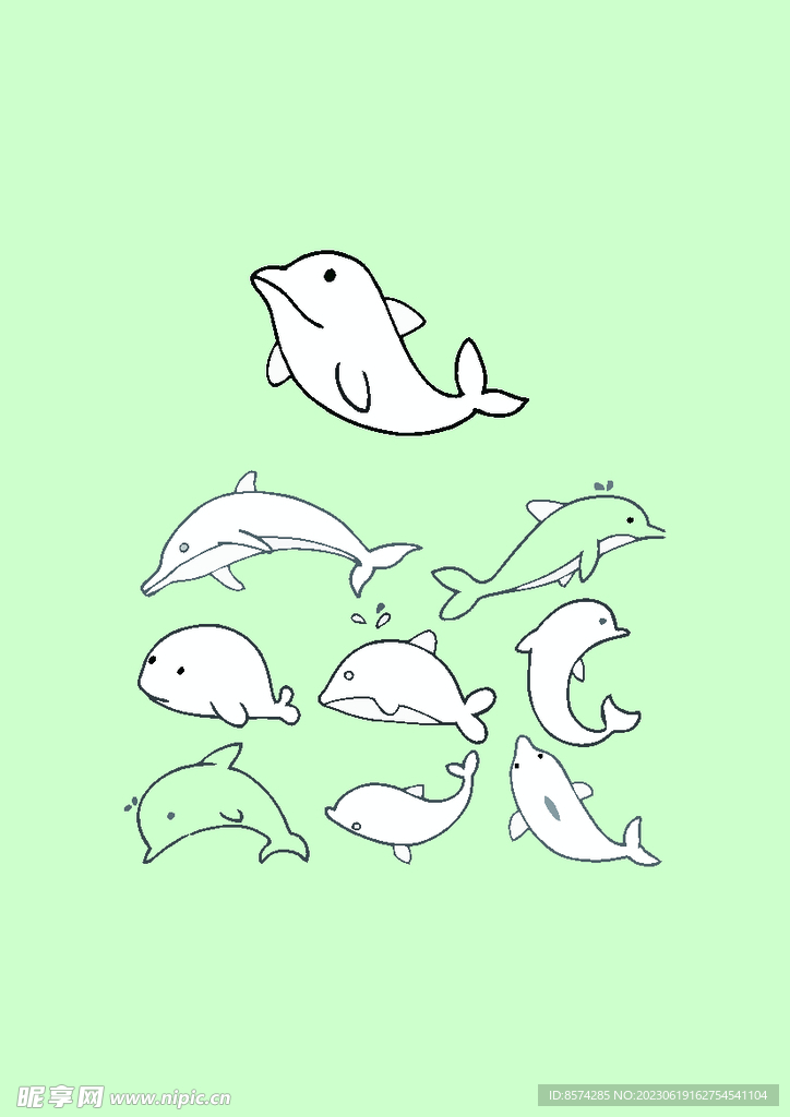  简笔画海豚