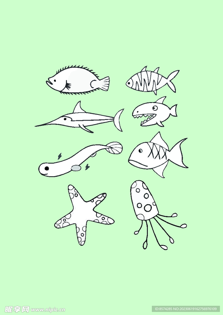 简笔画海鱼