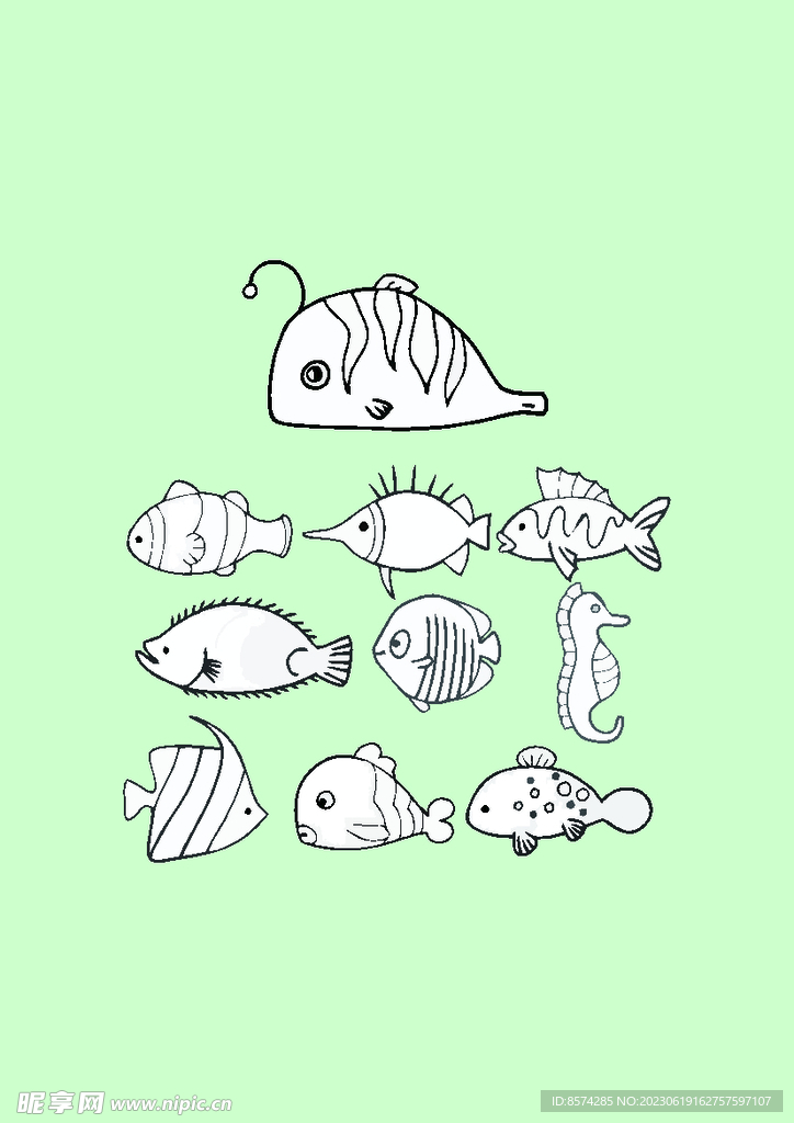 简笔画海鱼