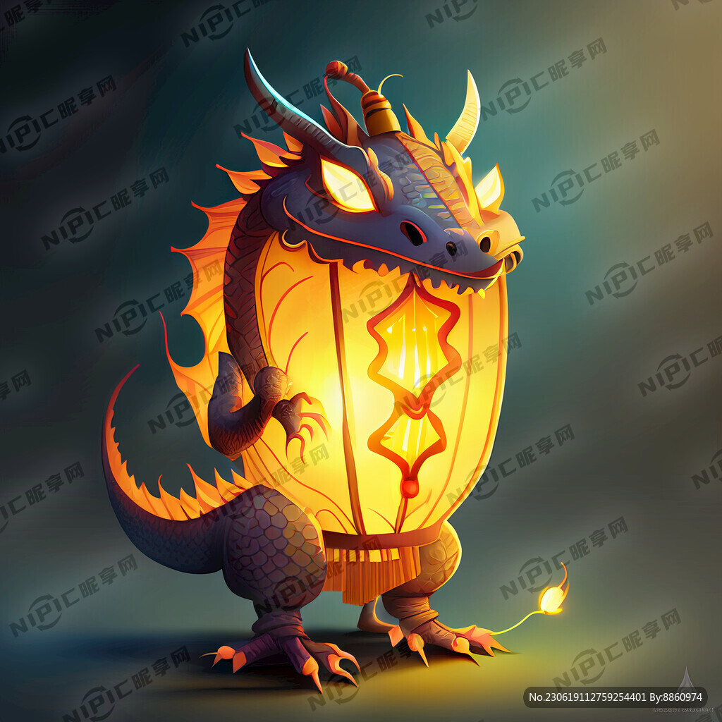 发光的卡通龙灯笼