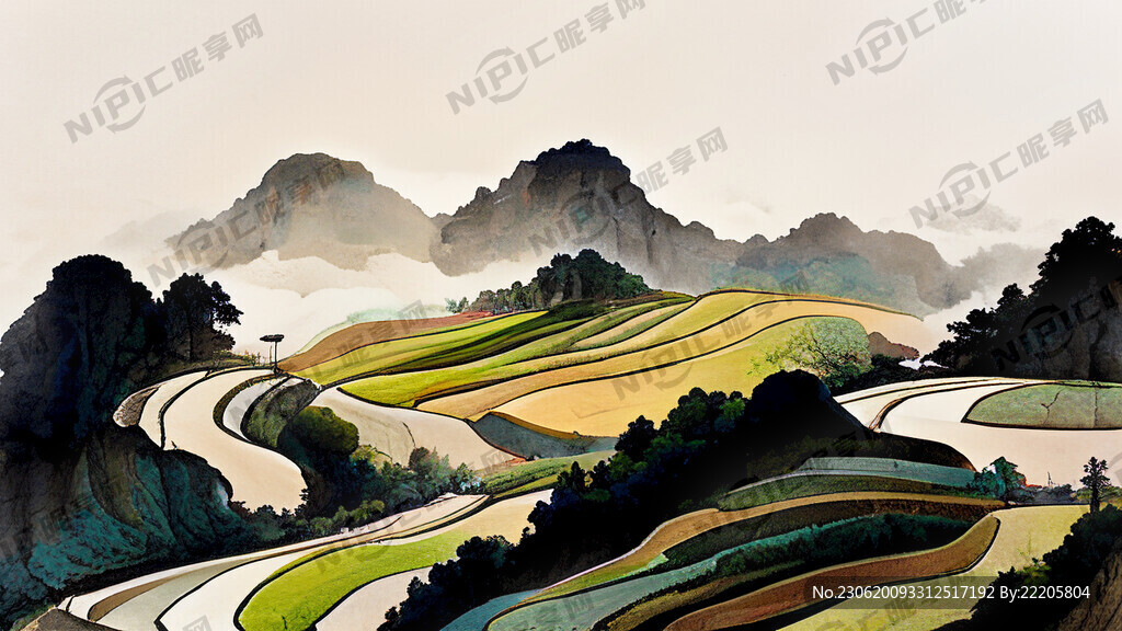 多个展示台 中国风 摆放菜品