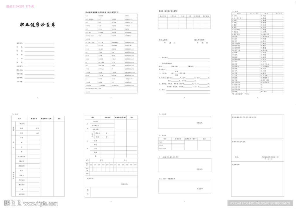 职业健康检查表